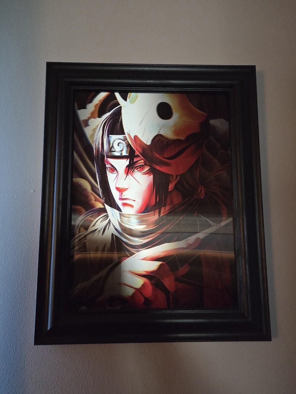 Naruto Shippuden Itachi Uchiha Black Wood Framed Anime 3D Art Print 15x19
